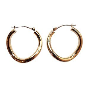 18K Yellow Gold Curved Hoop Earrings #22785